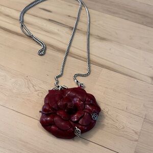 Brighton Roselie Coin Crossbody Deep Red Rose- Chain Strap-KISS lock purse